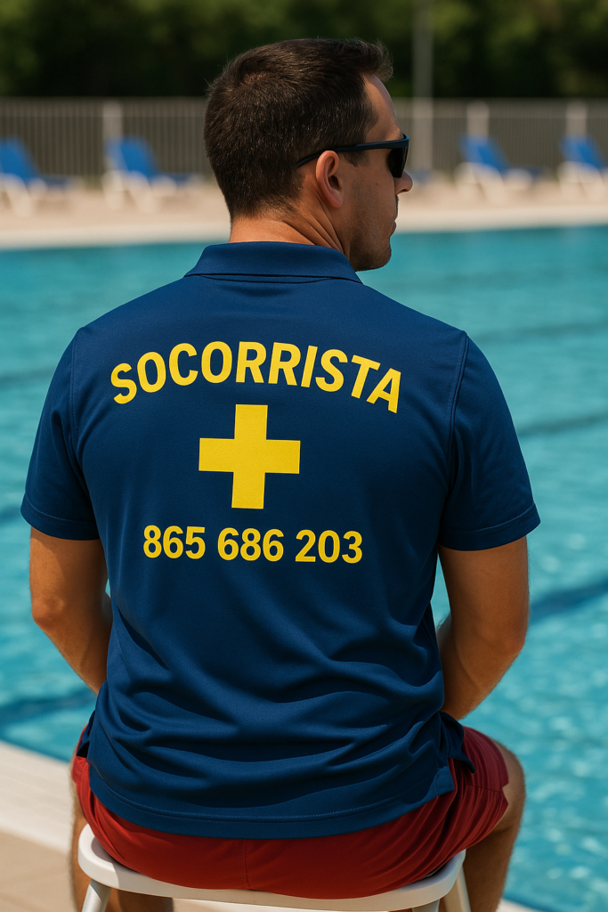 socorrista vigilando una piscina comunitaria en alicante socorristas profesionales prestando servicio de socorrismo en Alicante